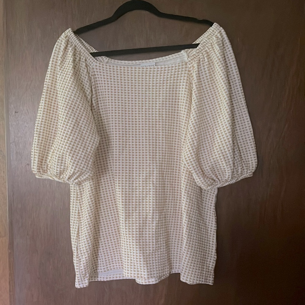 Ava & Viv mustard puff sleeved shirt